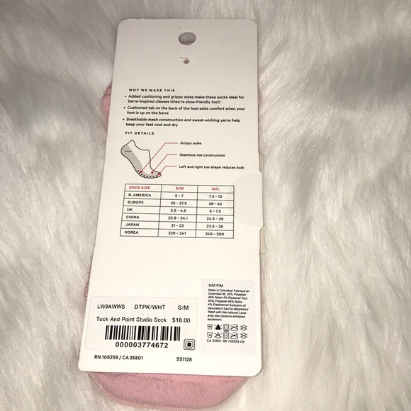 Lululemon tuck and point studio sock PINK NWT - Picture 4 of 5